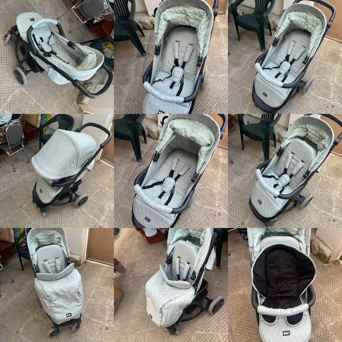 Комбинирана количка Kikaboo Madrid 3В1 MINT MELANGE