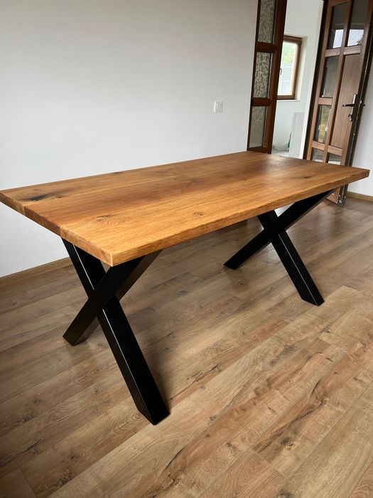 Masă lemn masiv stejar cu rășină epoxidică – unicat, handmade,