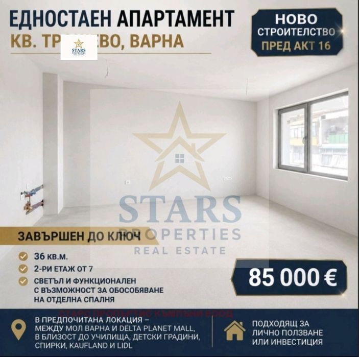 Продава се Едностаен апартамент в Варна, Трошево - 36 кв.м за 2362 €/кв.м - Снимка #2