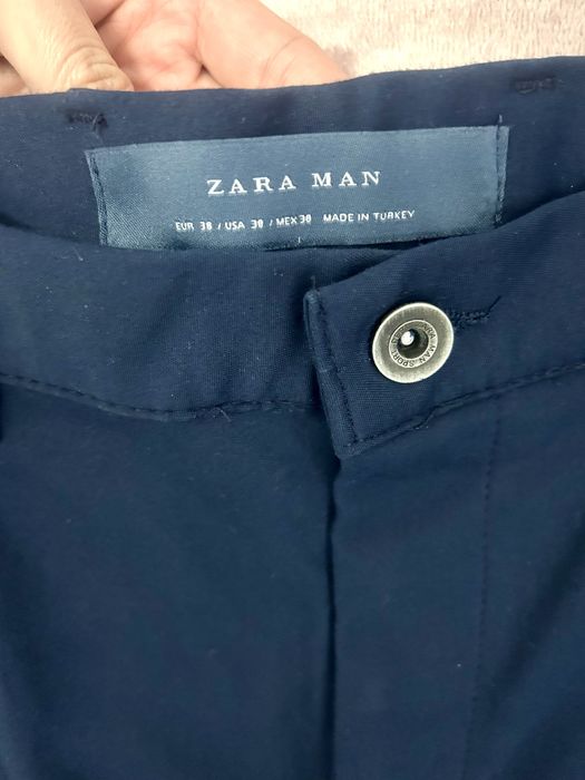 Pantaloni barbati office/casual albastri Zara