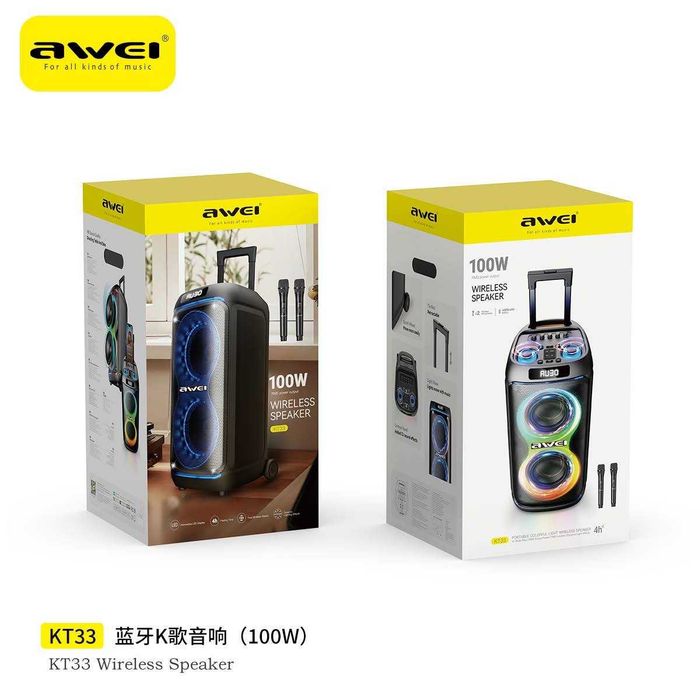 Awei KT33 100W — Мощная Колонка с 2 микрофонами. Есть доставка