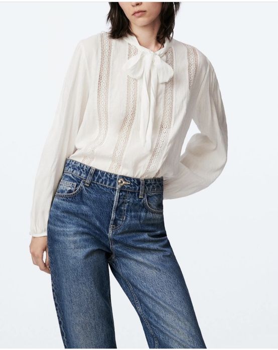 Bluza camasa broderie dantela Zara marime S M nou