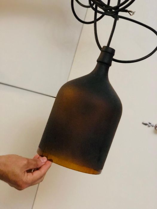 Mid century 2 pendul lampa sticle