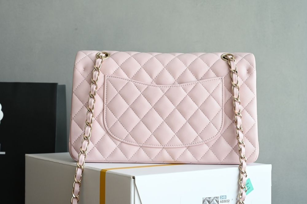 Geanta Chanel classic 25cm, roz pudrat, tip Premium