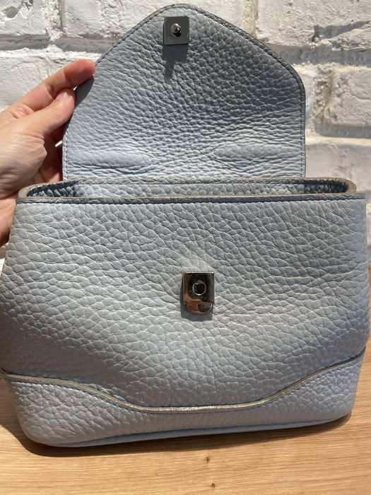 Geanta Laura Maxim Mina mini baby blue piele naturala