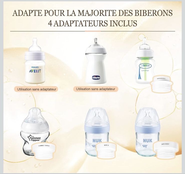 Estie - Преносим нагревател за бебешки шишета с 4 адаптера, USB кабел