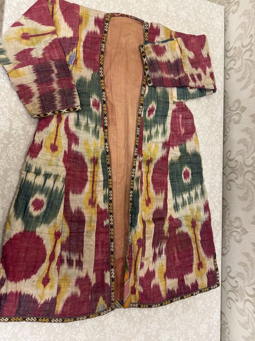 Узбекский чапан винтажный икат (адрас), ручная работа