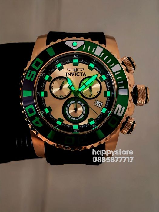 INVICTA Seahorse Green/Gold 52 mm, Инвикта нов ръчен часовник
