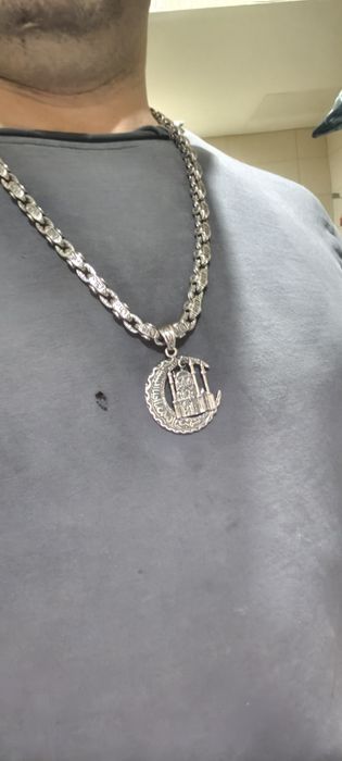 Серебряная цепь с уклоном и браслет