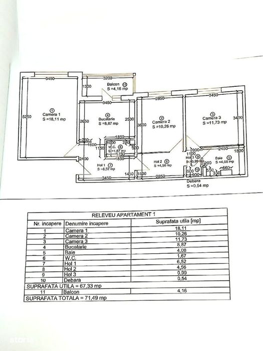Apartament 3 camere, decomandat, centrală, zona Lipovei