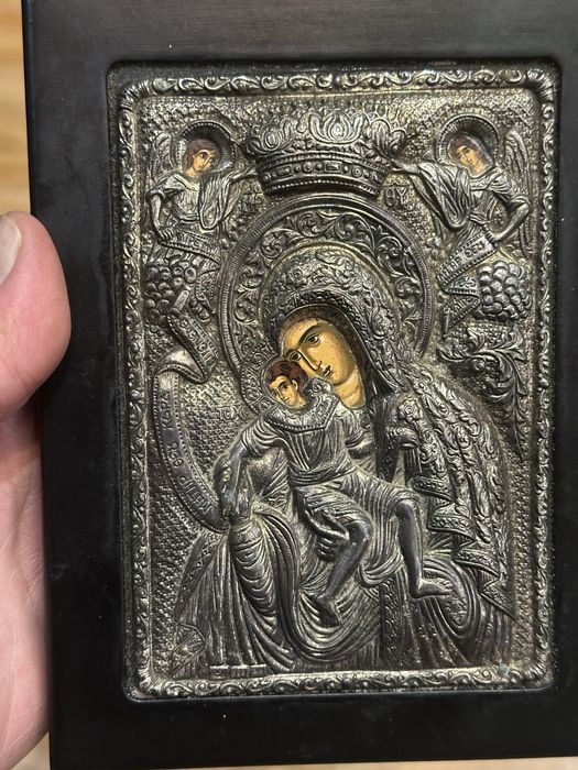 сребърна икона Богородица сертификат
