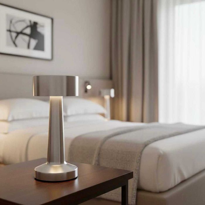 Lampa de masă LED, argintie, 24 LED-uri, lumina reglabilă