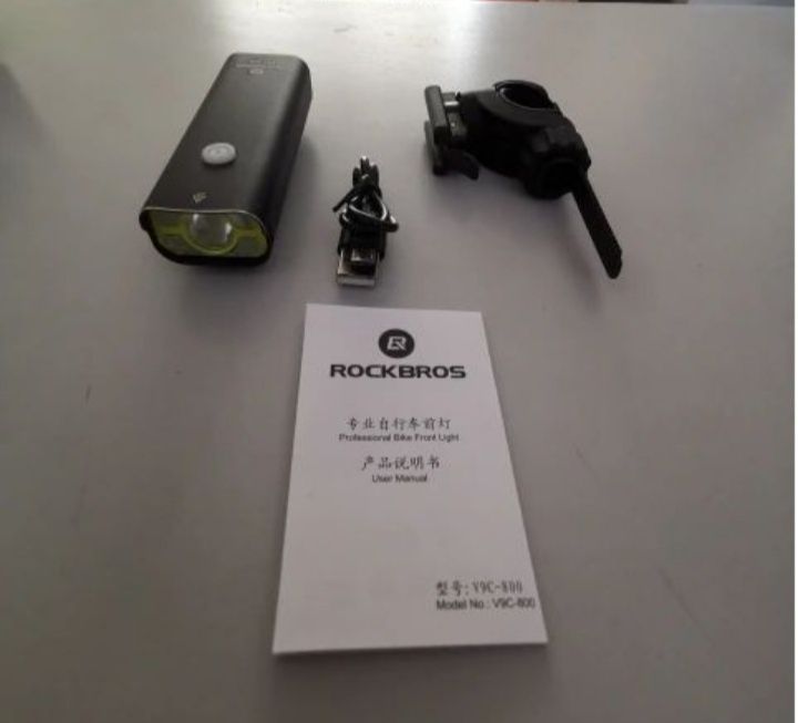 Lanterna USB far Rockbros V9C-400 led cree XPG-2 trotineta IPX 3