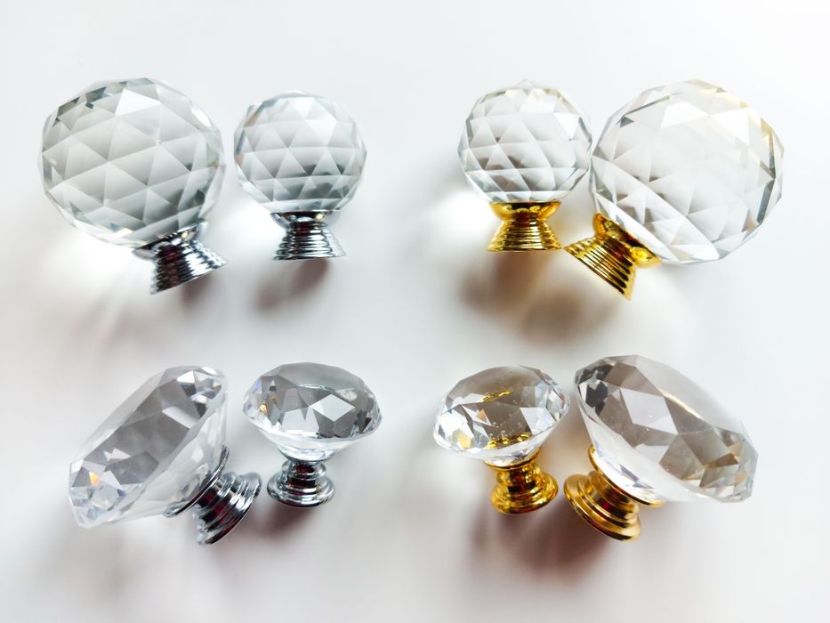 Maner mobila cristal diamant auriu buton pt. dulap, comoda, sertar