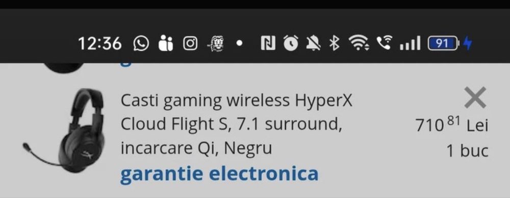 Casti gaming wireless HyperX Cloud Flight S, 7.1 surround