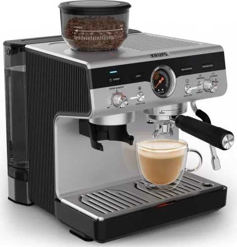 Espressor manual cu rasnita Krups Precision XP801T10, 15 bari, rezervor apa detasabil 3.5 L, 30 trepte de rasnire