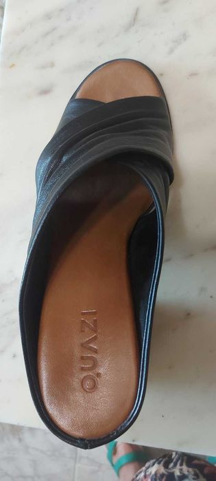 Дамски черни чехли №37 от естествена кожа