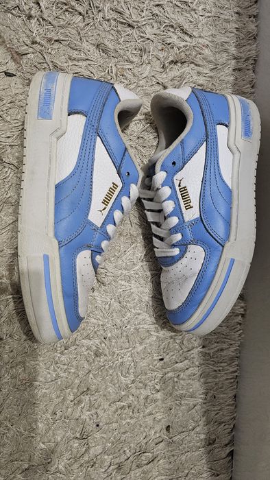 Sneakersi Adidași Puma albi cu detalii albastre baby-blue, nr 36
