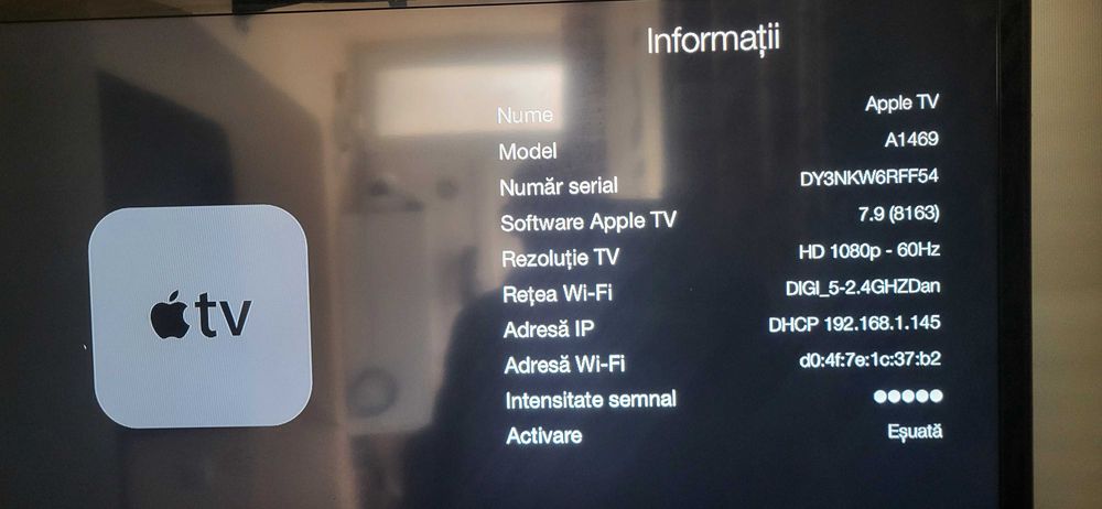APPLE Tv 3 generatie Model A1469 memorie 8Gb fuctional