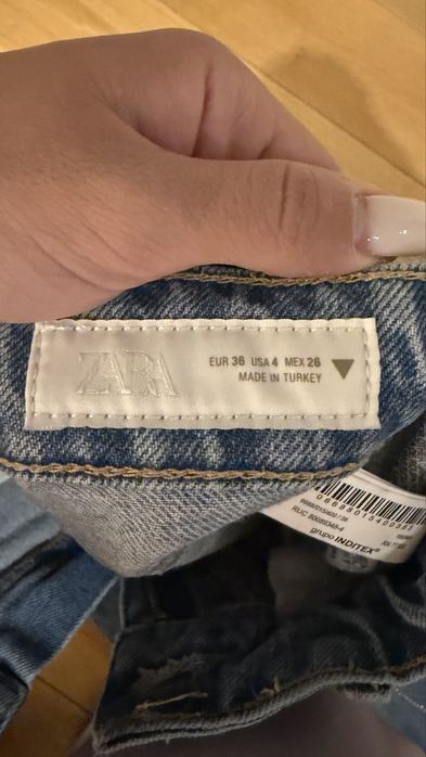 Широки дънки с панделка от камъчета Zara размер 36
