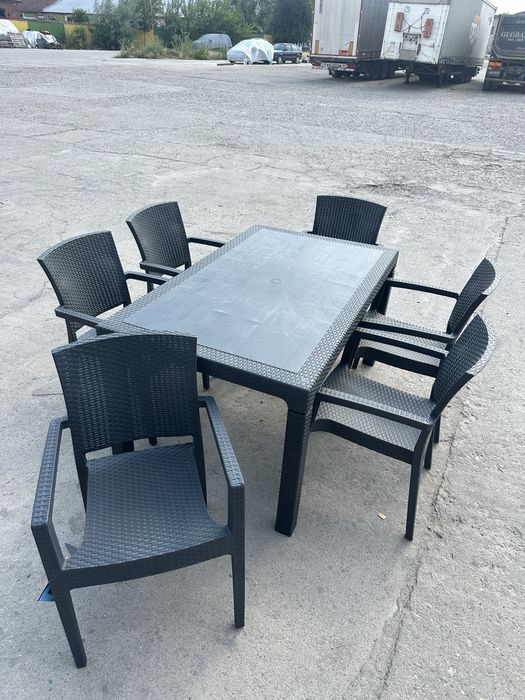 Градински комплект маса + 6 стола – UV защита