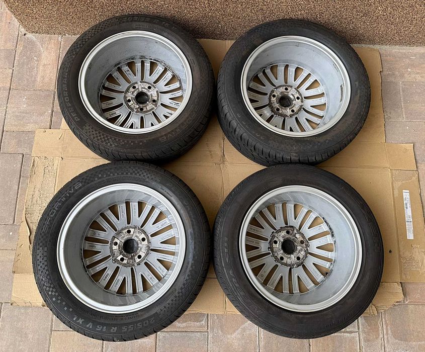 Set 4 roti complete: Jante 5x112 VW originale 16 " + 205 55 16 VARA 2025 Golf 5/6/7 Passat Touran Audi Skoda Seat