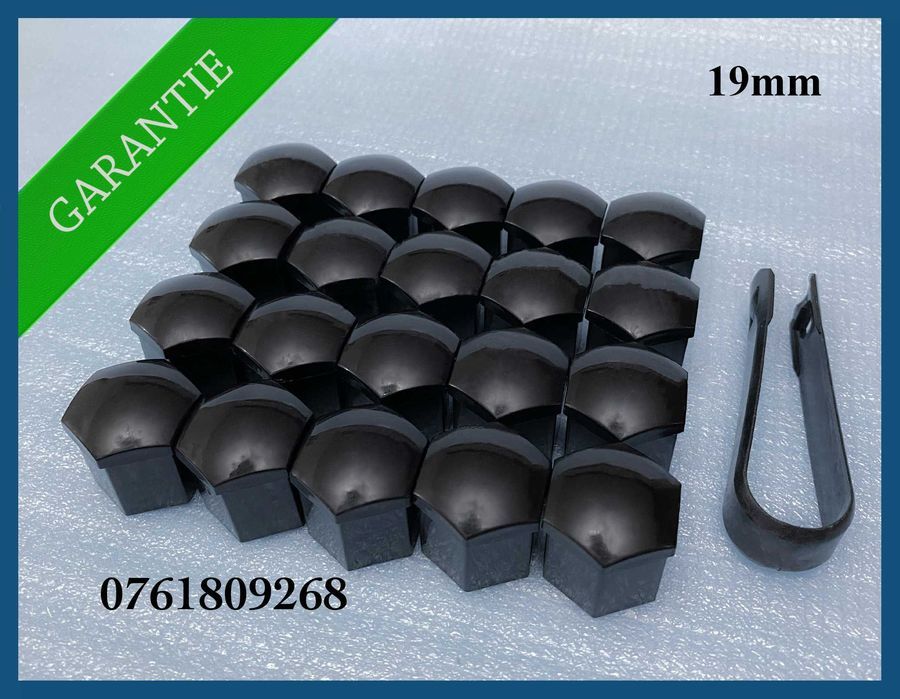 Set 20 capace / capacele negre prezoane de 19mm