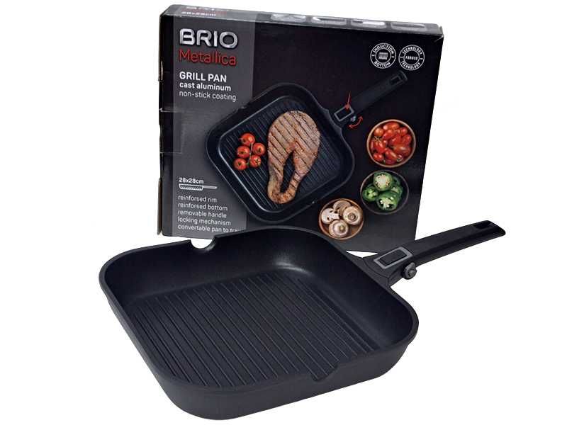 НОВИ! Грил тиган - грил тава 2в1, сваляще се дръжка, 28см