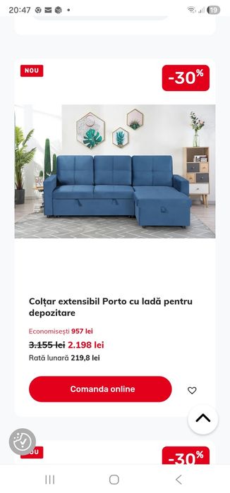 Vând canapea extensibilă nouă nefolosit