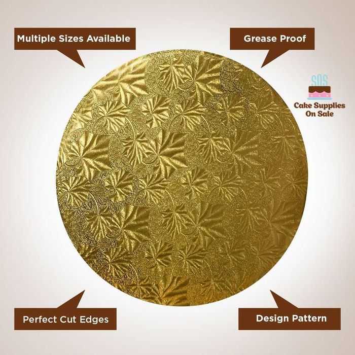 5 Броя Подложка за Торта, Луксозна Подложка, Височина 12 мм, Златисто