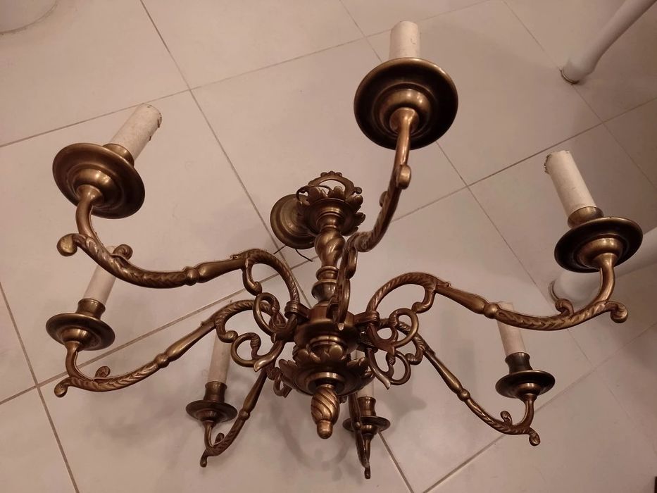 Candelabru bronz masiv cu 7 brațe de dimensiuni mari