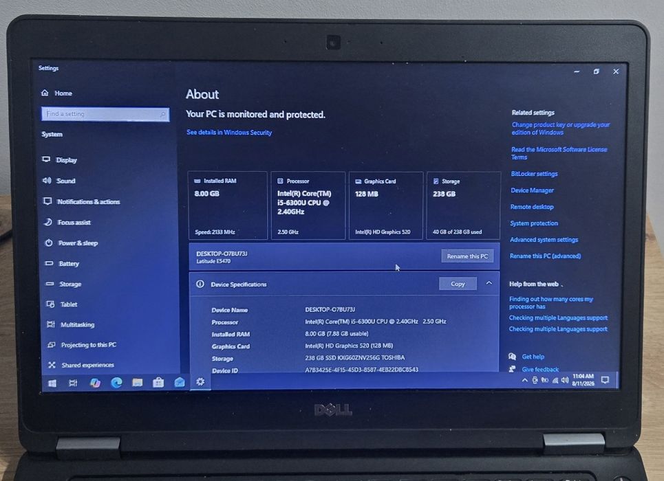 Laptop Dell Latitude E5470 I5 6300U 8GB DDR4 SSD