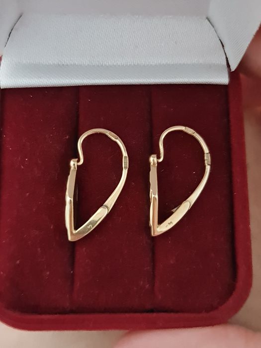 Золотые серьги  583 пробы Ромбики