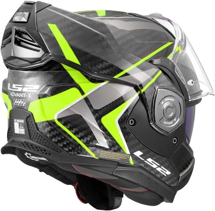 Нова Мотоциклетна Модуларна Каска за Мотор LS2 FF901 Advant X Carbon FUTURE II H-V YELLOW-06, XL, ECE 22.06