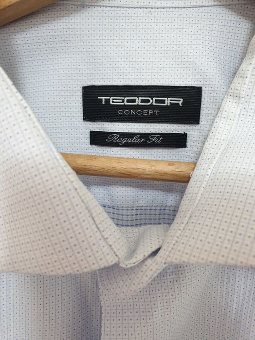 Бяла риза от памук в ситен фигурален принт, ХL Teodor