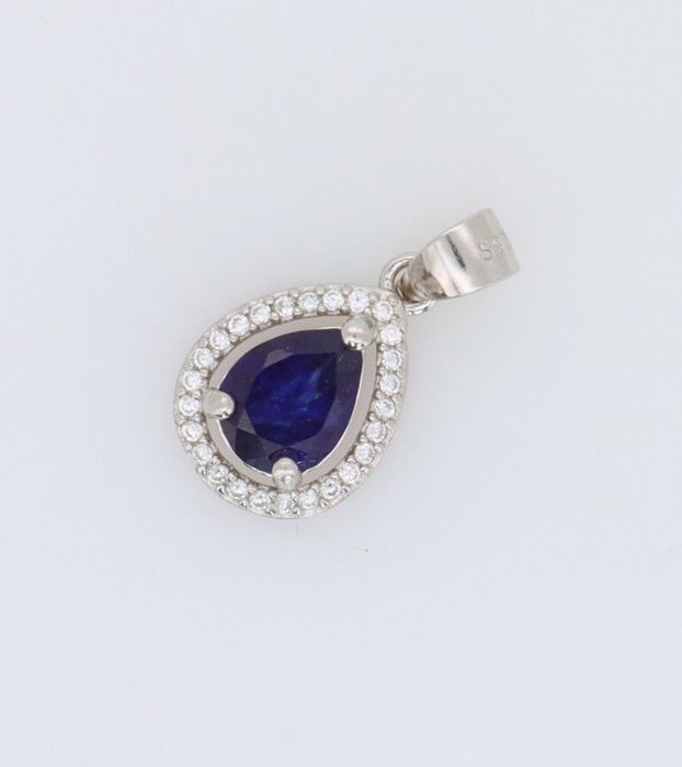 Сребърна висулка с натурален Сапфир Royal Blue със сертификат