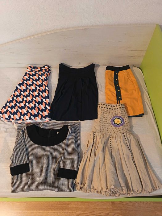 Дрехи за момиче и дамски дрехи,размер 152/158/164см, S/XS, пола, яке, рокля