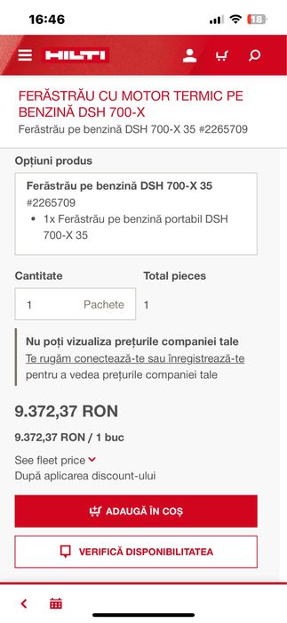 Drujba pe benzina  Hilti DSH 700X-Sigilata