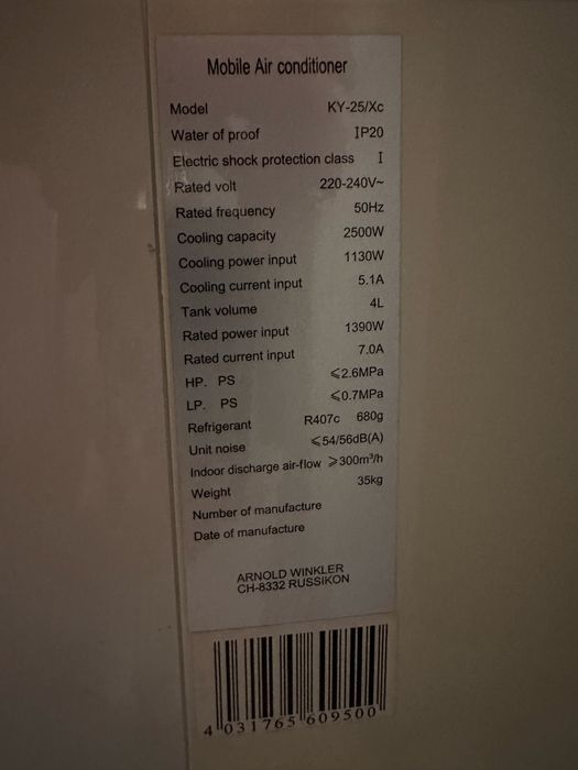Aer conditionat mobil mammut. Clima portabila