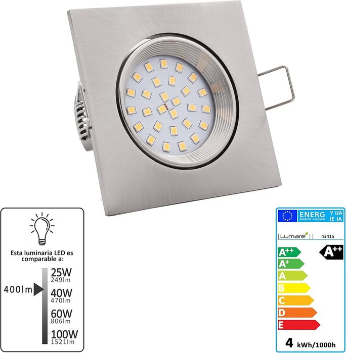 Промо! LED лунички + тяло за вграждане, драскана стомана, 220V, 2700K