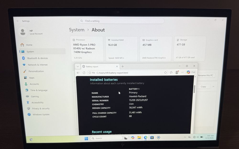 HP Elitebook 845 G11 Ryzen 5 Pro 8540U 512GB ssd 16GB ram