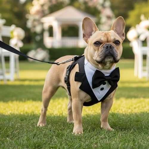 Нов Подплатен регулируем нагръдник смокинг с повод за малки кучета М размер