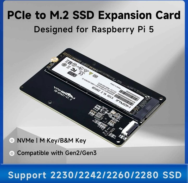 Raspberry Pi 5 плата расширения PCIE M.2 NVME SSD