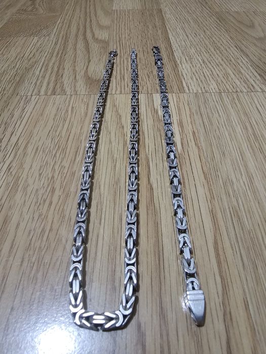 Set Lant si Bratara de argint 925 Model Regele Bizantin