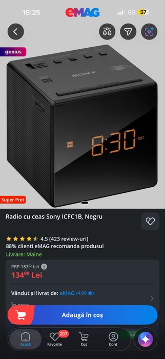 Radio cu ceas Sony