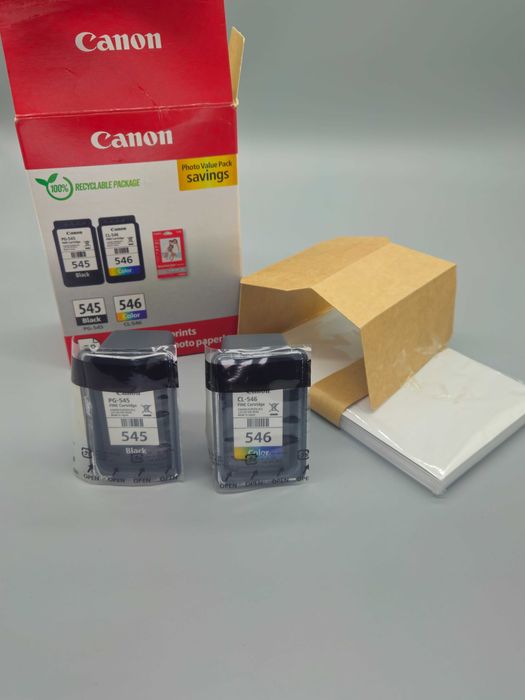 Оригинален комплект мастилени касети Canon PG-545 CL-546 с фото хартия