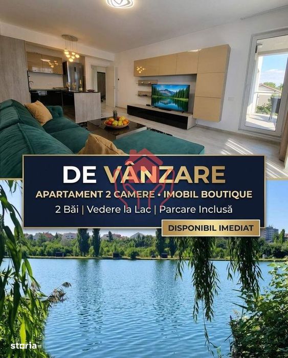 SISESTI-2 camere mobilate, 2 bai, terasa cu vedere lac, bloc boutique — fotografia 1