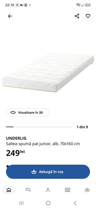 Pat+saltea  Ikea ptr copii