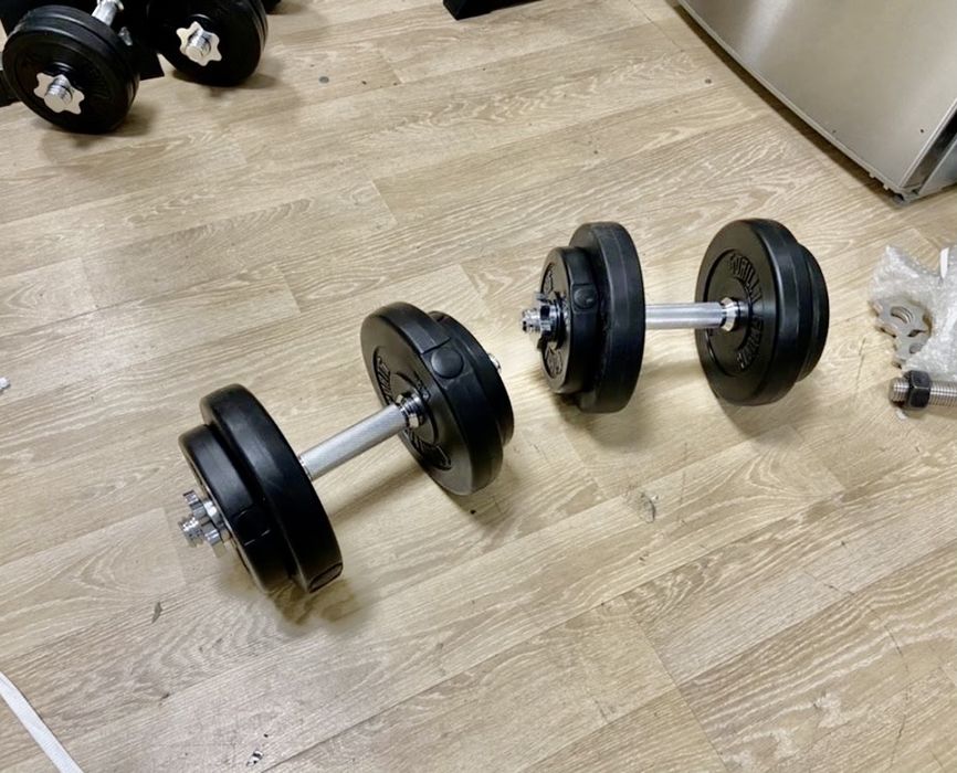 Gantere reglabile noi cu bari otel crom si piulite 20 kg-10+10=20 kg