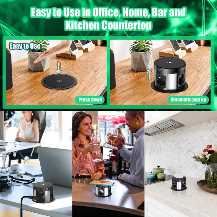 HANNELORE Прибиращ се вграден контакт с USB за бюро